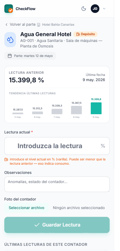 Captura del técnico en el móvil